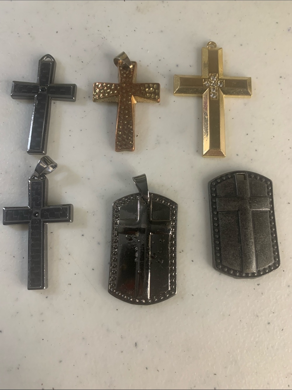 Men's Cross Pendant for Necklace - Mixed Metal Finish